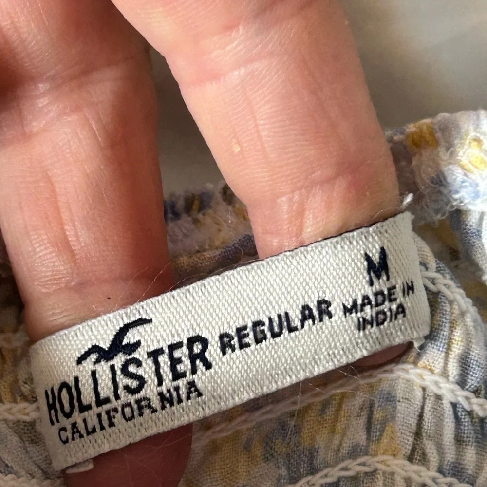 Hollister Smocked Milkmaid Mini Dress Floral Blue Yellow Size M